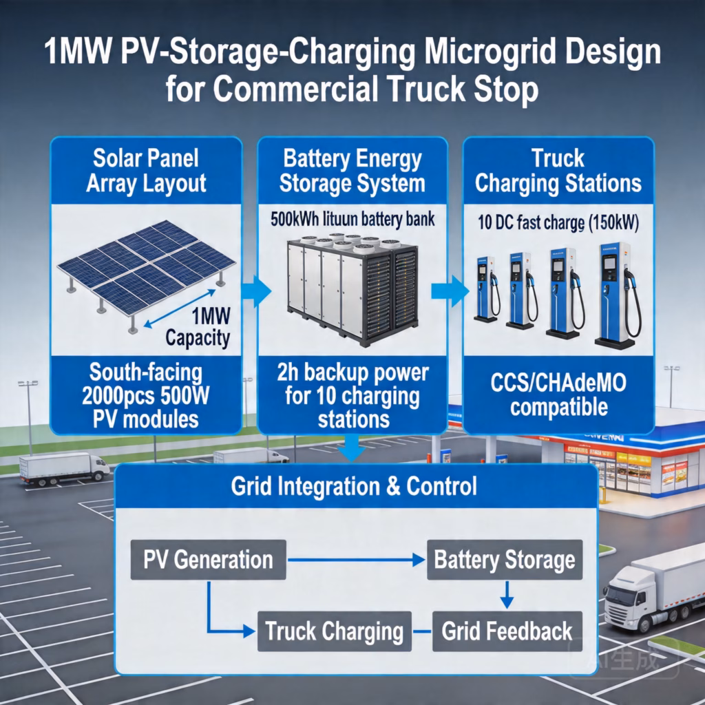 How We Designed a 1MW PV-Storage-Charging Microgrid for a Commercial Truck Stop (Case Study)