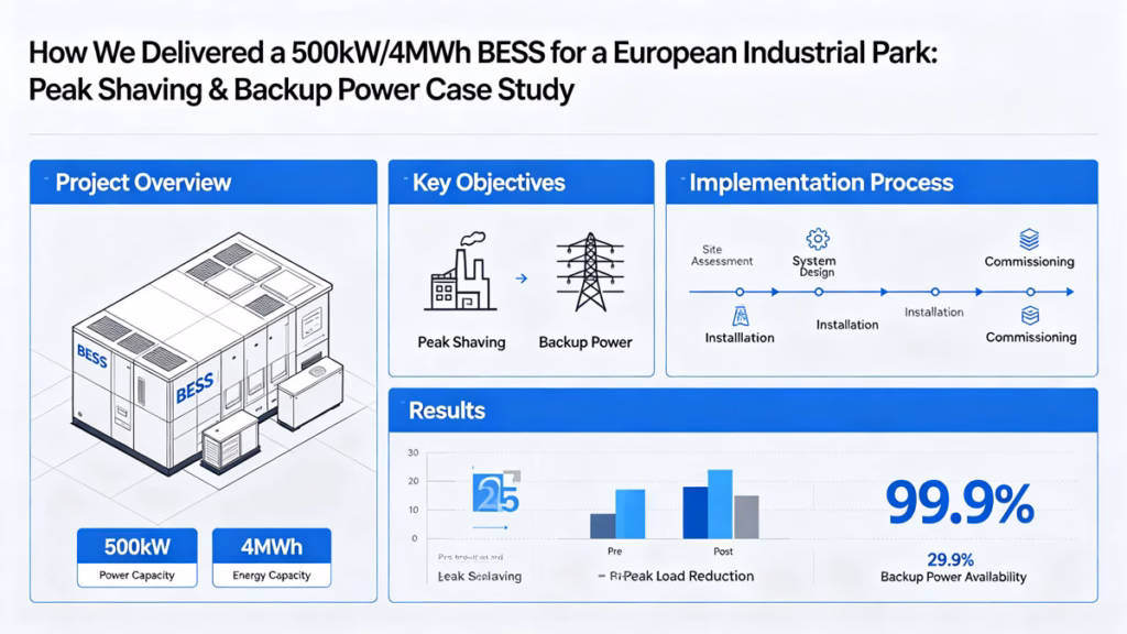How We Delivered a 500kW/4MWh BESS for a European Industrial Park: Peak Shaving & Backup Power Case Study