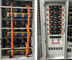 ImaxPWR PCS modules and battery cabinet interior at Cambodia 1.5MW storage project